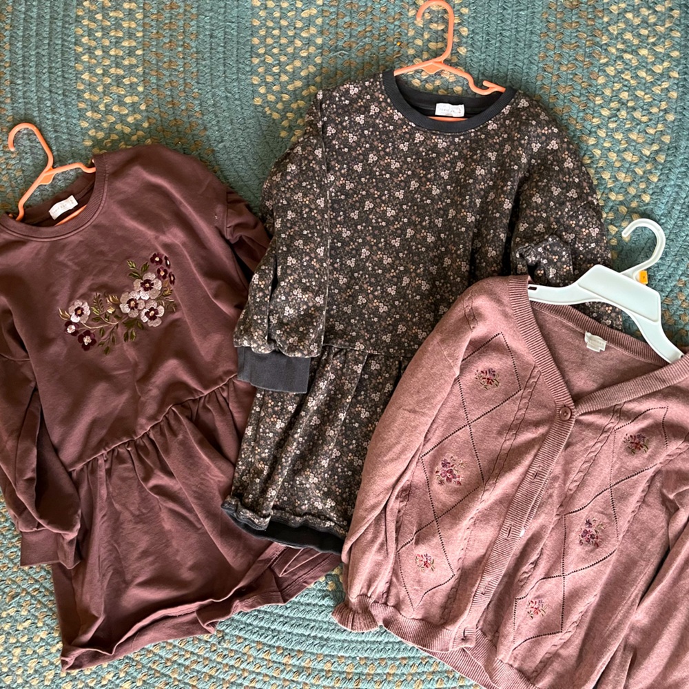 Girls Bundle Two Sweatshirt Dresses and 1 Sweater